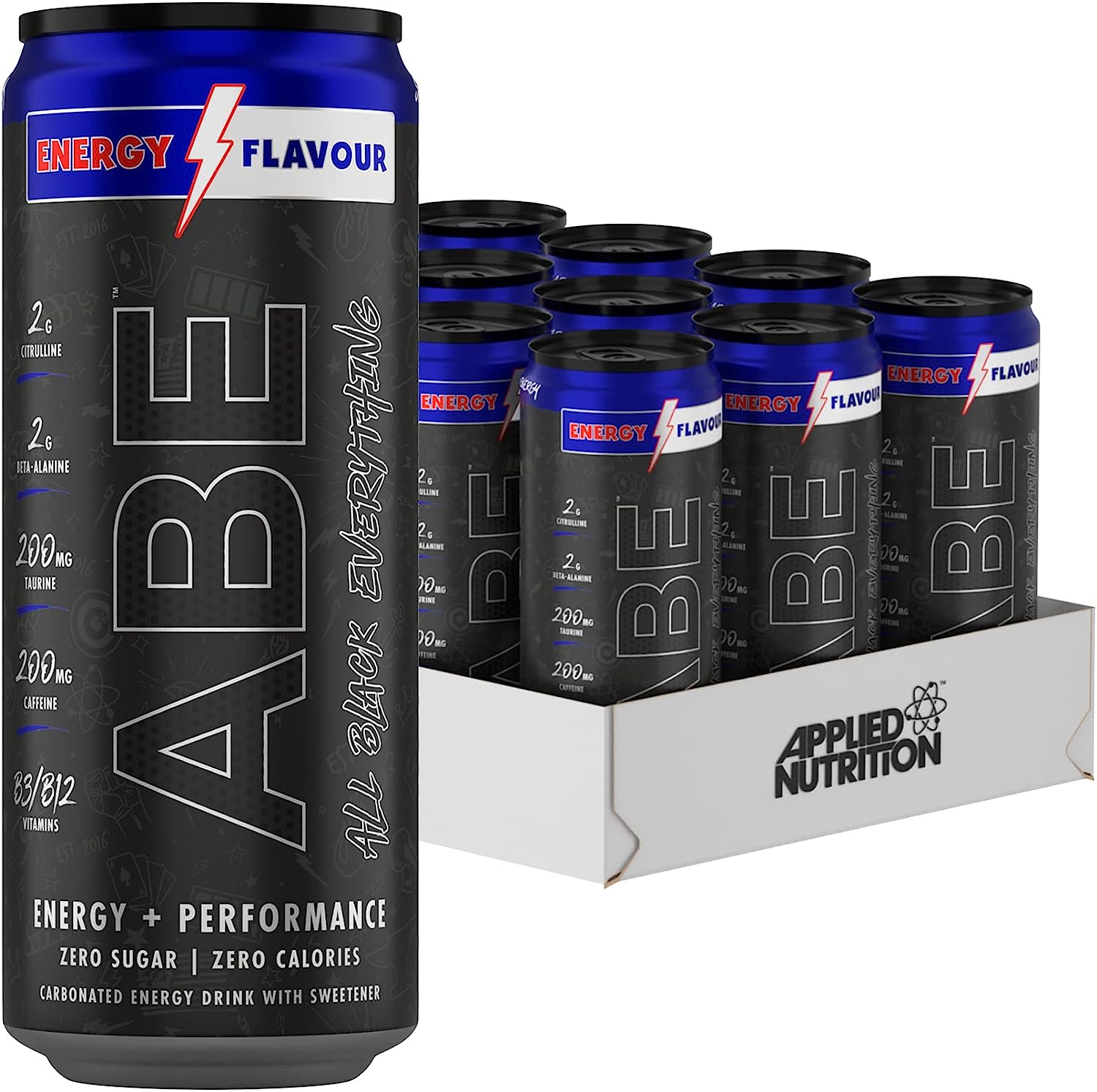 Applied Nutrition ABE Pre Workout Energy Drink - 12 Pack (330ml Cans) | Boost Performance for Gym, Running & Fitness Training
