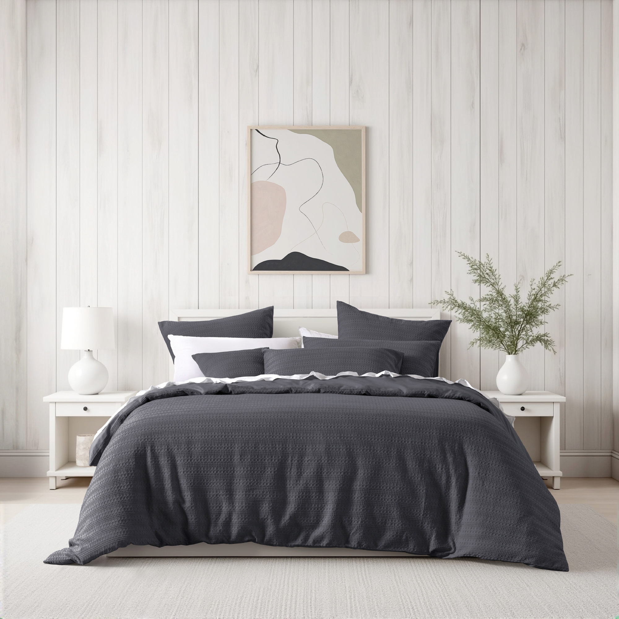 Kahlani Charcoal Quilt Cover Set by Bianca - Soft & Stylish Bedding for Modern Bedrooms | Perfect for Master Bedroom, Guest Room & Dorm Decor