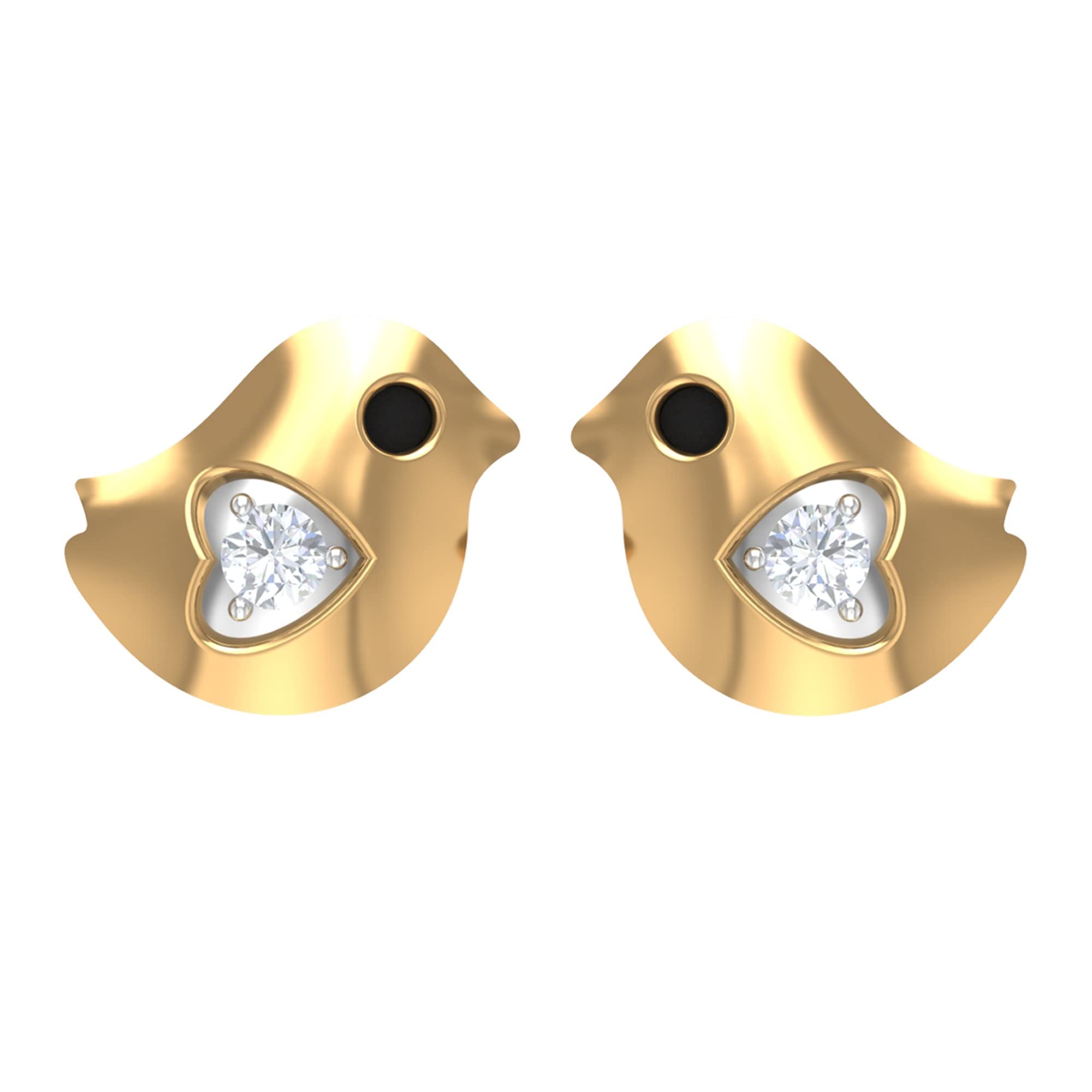 14K Solid Gold Diamond Bird Stud Earrings for Women - Elegant Cute Animal Jewelry Gift for Birthday, Anniversary & Special Occasions