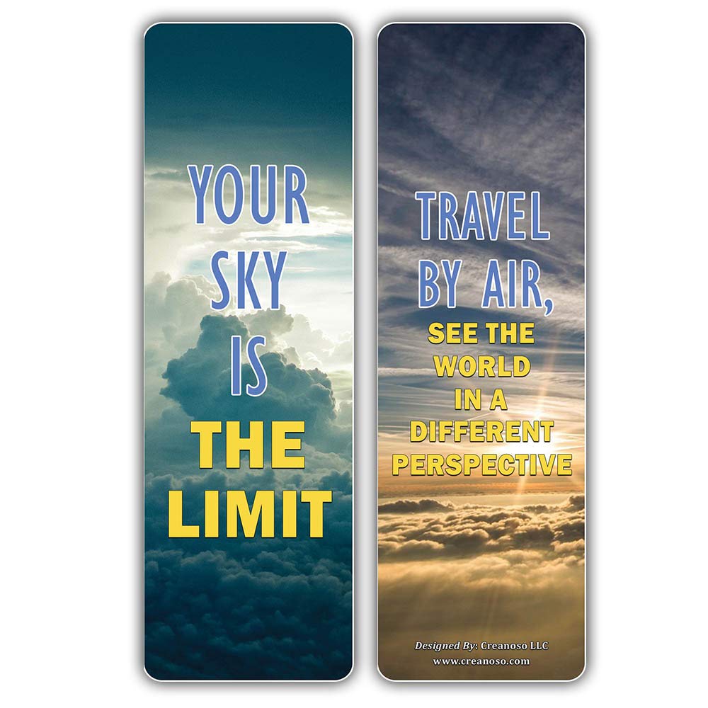 Creanoso 12-Pack Inspirational Travel Bookmarks for Airplane Journeys - Premium Clip Card Gifts for Travelers, Tourists, Adults & Teens - Bulk Assorted Reading Accessories (Perfect for Vacation Reading, Book Club Gifts & Travel Souvenirs)