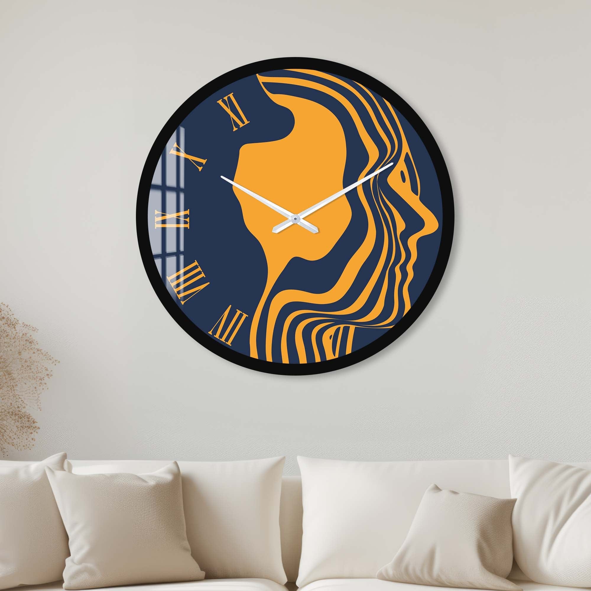 Stylish Orange Silhouette Glass Wall Clock - Modern Home & Office Decor - Perfect for Living Room, Bedroom, Kitchen