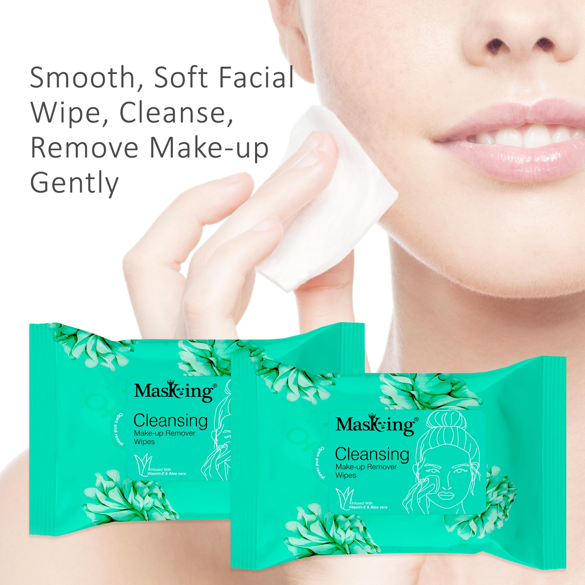 MasKing Cleansing Facial Wipes - Makeup Remover & Toner with Aloe Vera & Vitamin E | 6-Pack (10 Wipes Each) | Gentle for All Skin Types | Perfect for Travel, Gym & Daily Skincare Routine