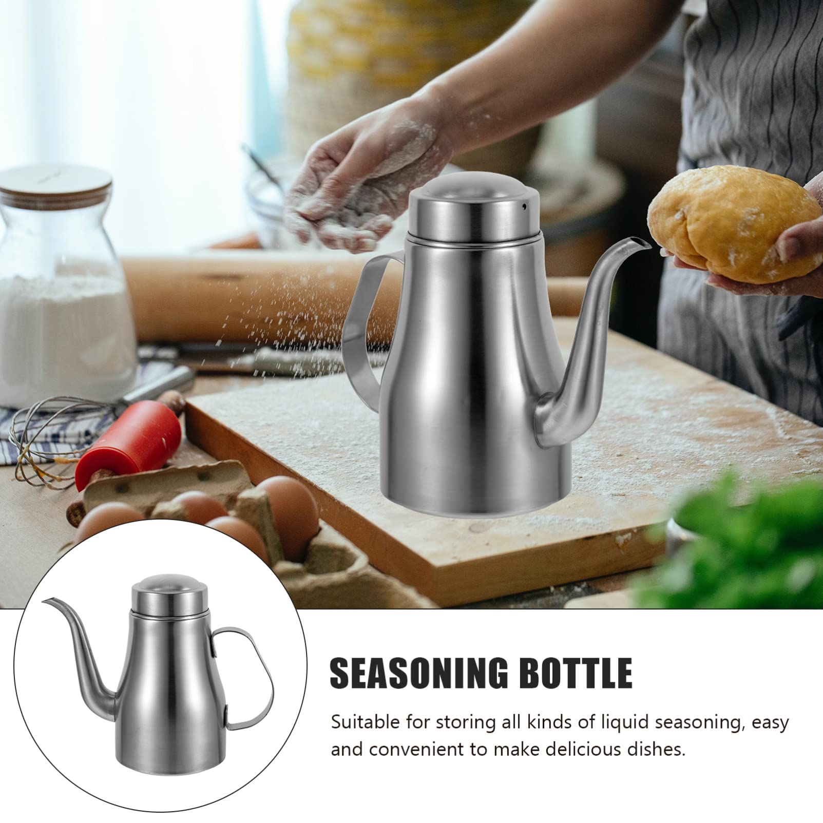 CALLARON Stainless Steel Oil Dispenser Bottle - Kitchen Seasoning Container for Olive, Vegetable & Cooking Oil - Durable & Portable Metal Oil Bottle for Home, Restaurant & Outdoor Cooking