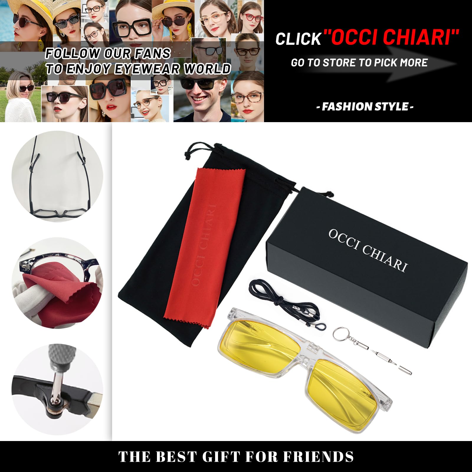OCCI CHIARI Flip Up Reading Glasses for Men - Stylish Magnifying Readers with Spring Hinges | Perfect for Reading, Crafts & Close Work