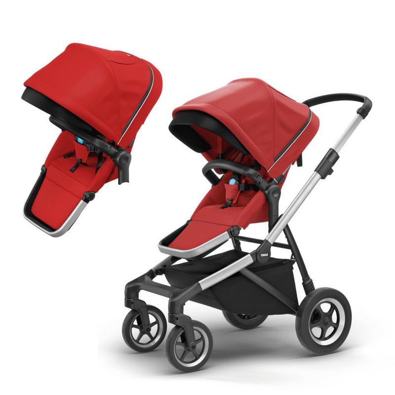 Thule Sleek Double Stroller - Lightweight Compact Baby Jogging Stroller for Twins, All-Terrain Wheels & Adjustable Canopy | Perfect for Running, Hiking & City Walks