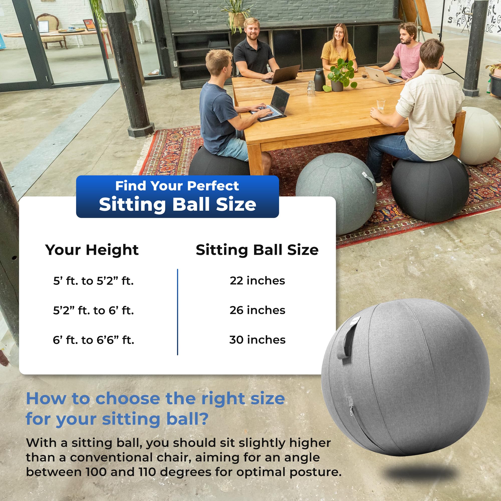 Ergonomic Balance Ball Chair for Office & Home - Posture Corrector & Back Pain Relief for Work & Yoga