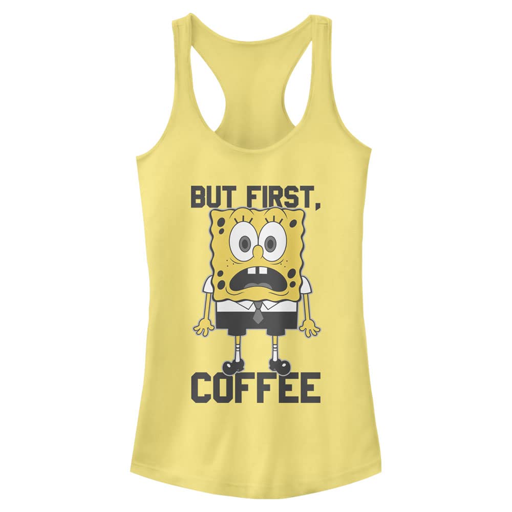 SpongeBob SquarePants Women's Racerback Tank Top - Nickelodeon Cartoon Graphic Tee for Coffee Lovers | Casual Summer Outfit, Beach Wear & Lounge Comfort