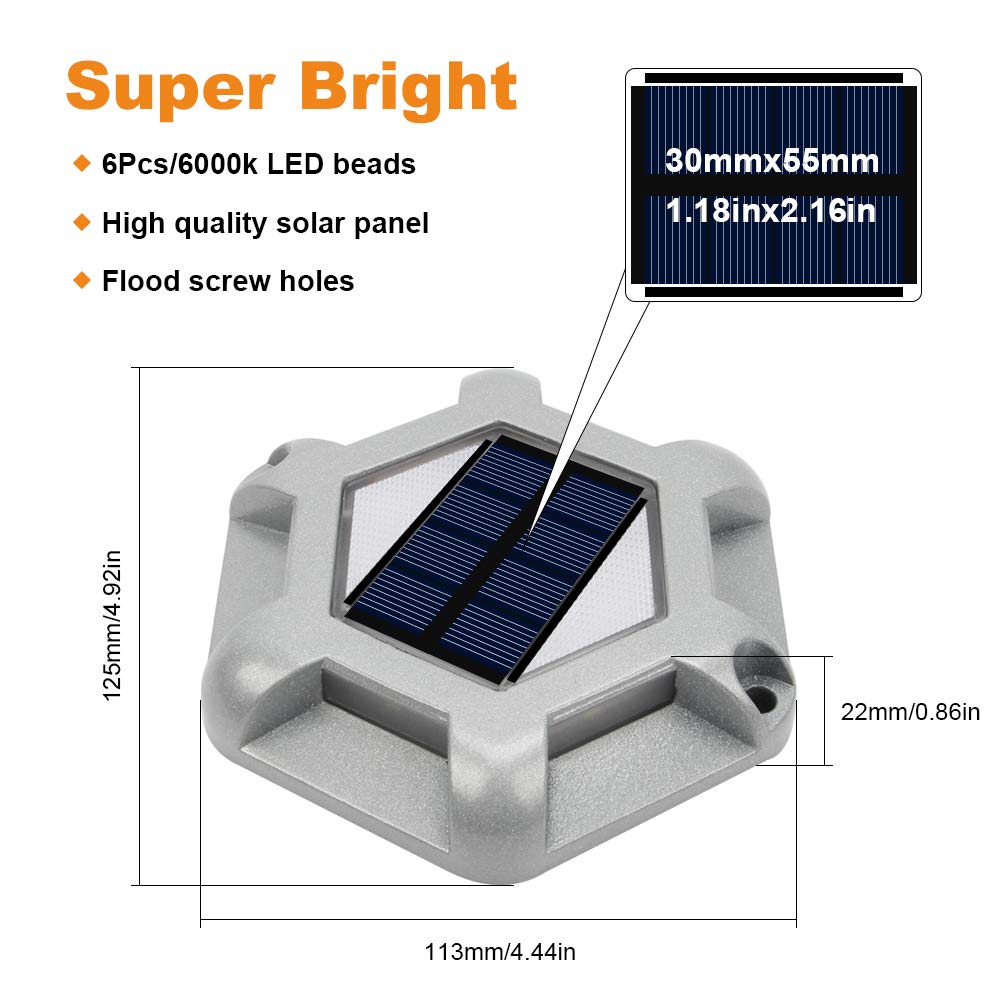 VOLISUN 12-Pack Solar Dock Lights - Waterproof Outdoor LED Aluminum Step Lights for Driveway, Deck, Sidewalk, Garden, Pathway & Yard (Blue+White 2-in-1 Colors) - Perfect for Nighttime Safety & Landscape Lighting