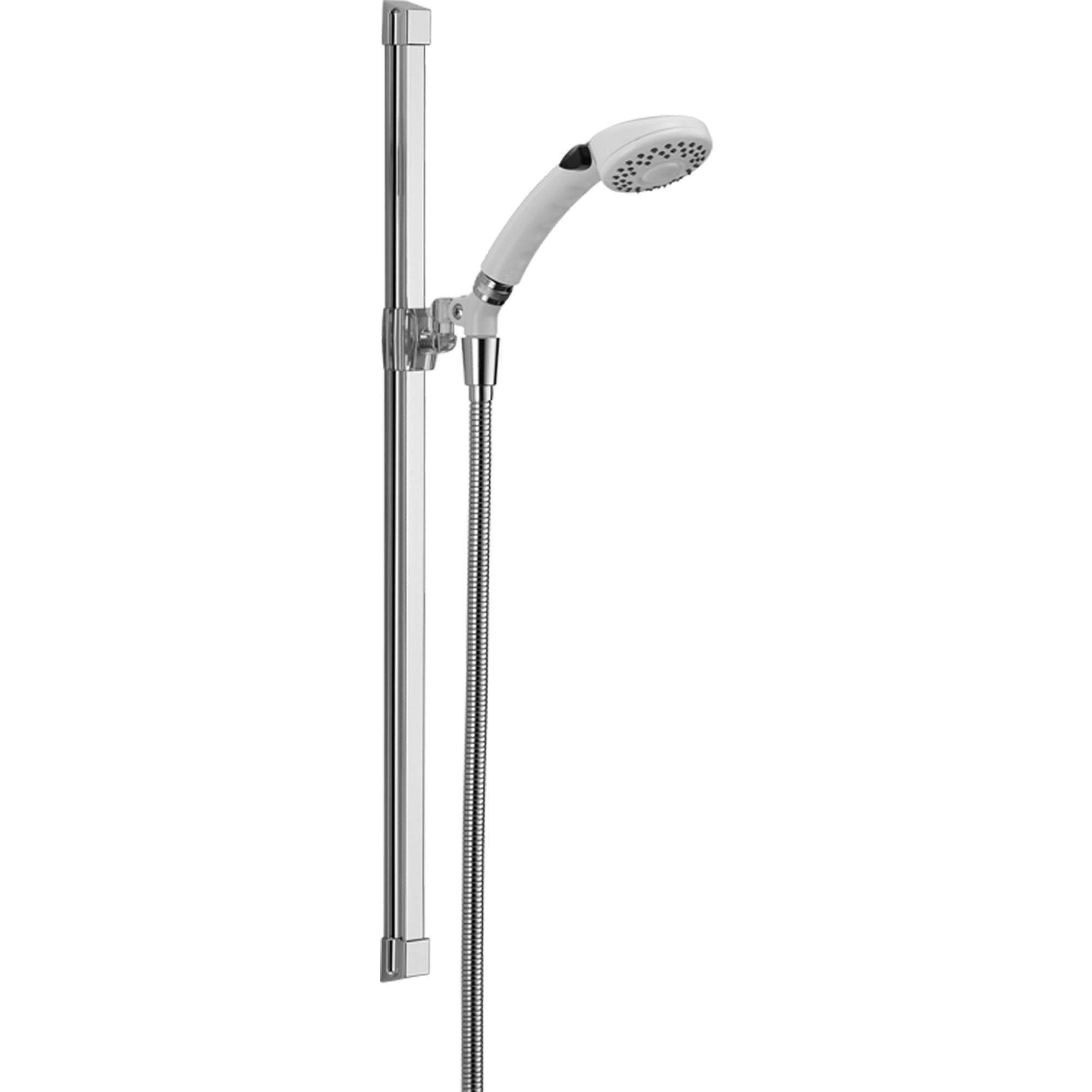 Delta 2-Setting White/Chrome Glide Rail Handheld Shower Head with Faucet - Model 561100 - Perfect for Bathroom Renovation & Spa-Like Shower Experience