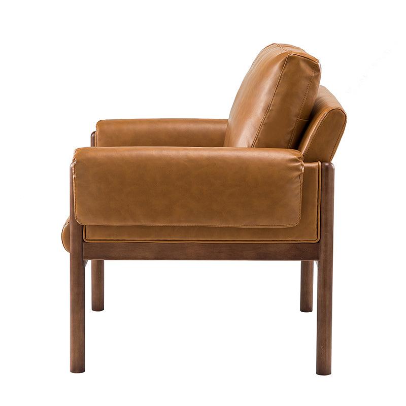 Henry Vegan Leather Armchair - Modern PU Leather Lounge Chair for Living Room, Office & Bedroom - Comfortable Mid-Century Style Accent Chair with Sturdy Metal Legs