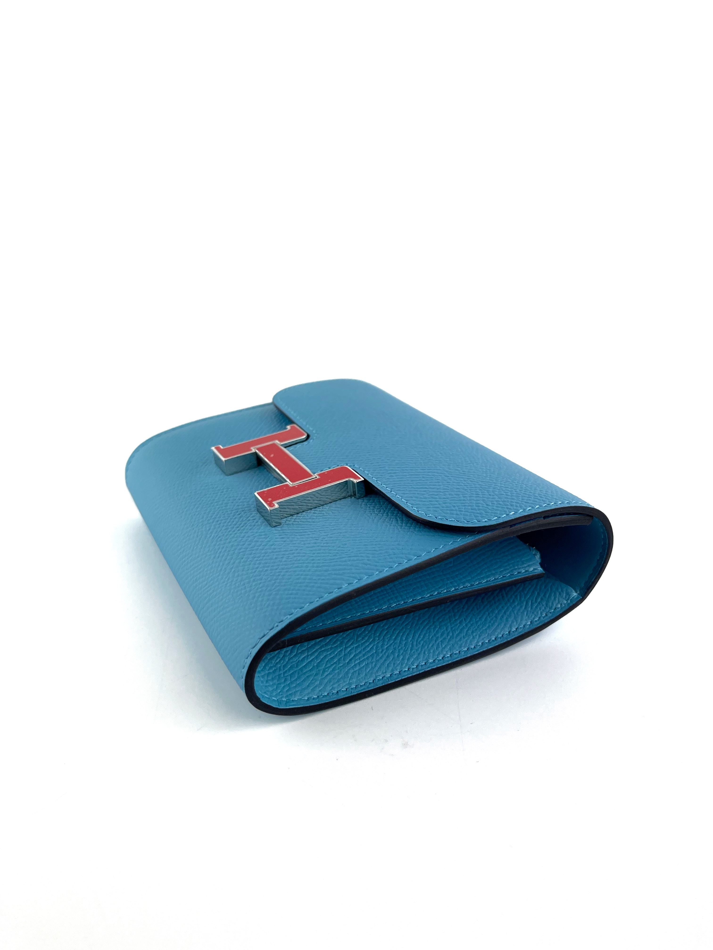 Hermes Light Blue Constance Wallet - Genuine Leather Luxury Wallet for Women | Perfect for Everyday Use, Travel & Special Occasions