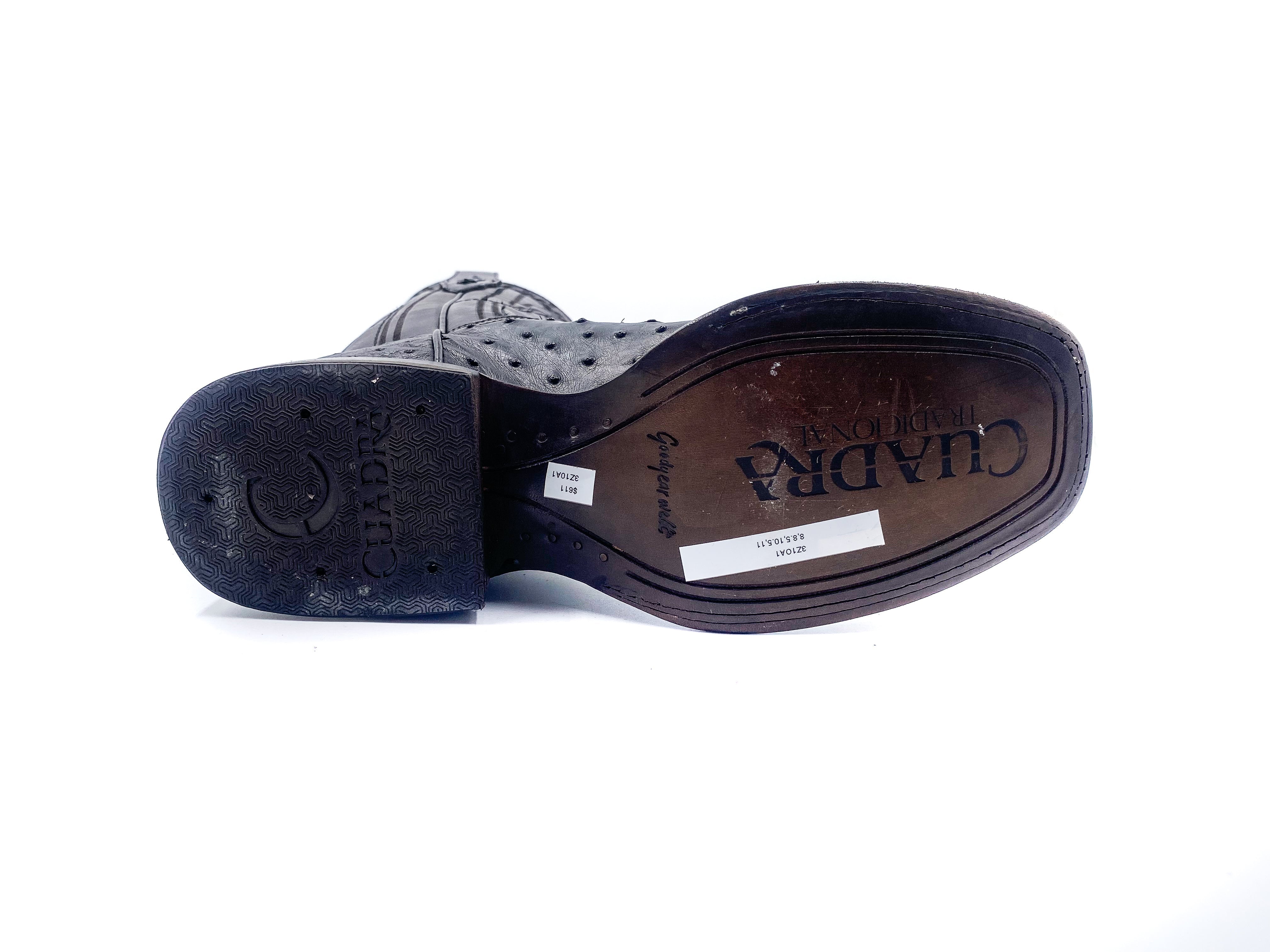 Premium Men's Cuadra Black Classic Cowboy Rodeo Boots - Genuine Ostrich Leather Western Boots for Rodeo & Country Style - Perfect for Rodeo Events, Line Dancing & Western Fashion