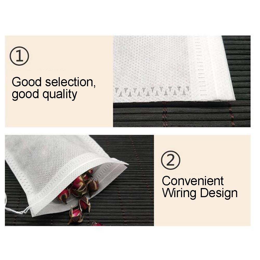 100Pcs Disposable Tea Filter Bags - 5cm Empty Cotton Drawstring Tea Bags for Loose Leaf Tea, Herbs & Spices | Perfect for Home Brewing, Iced Tea & DIY Tea Blends
