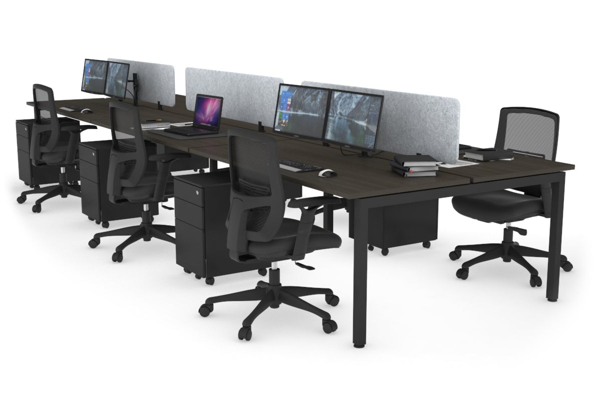 Quadro Square Legs 6 Person Office Workstation - 1800L x 700W Modular Desk System for Collaborative Workspaces, Home Offices & Coworking Spaces