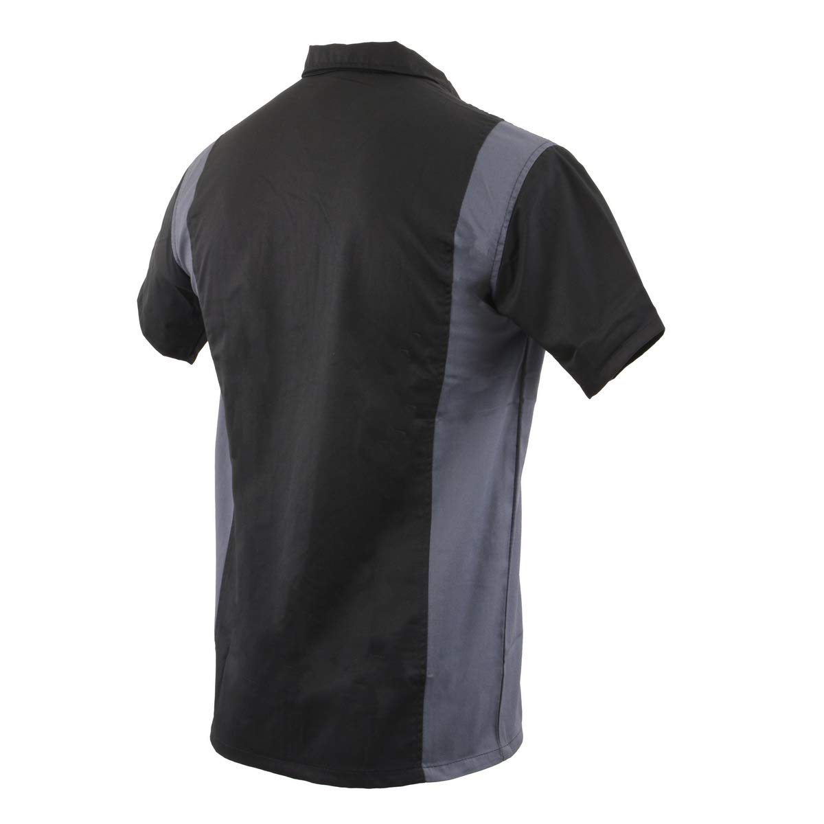 Biker Clothing Co. Men's Two-Tone Black & Grey Short Sleeve Motorcycle Mechanic Shirt - MDM11674.01 - Comfortable Riding & Repair Work Shirt for Bikers & Mechanics