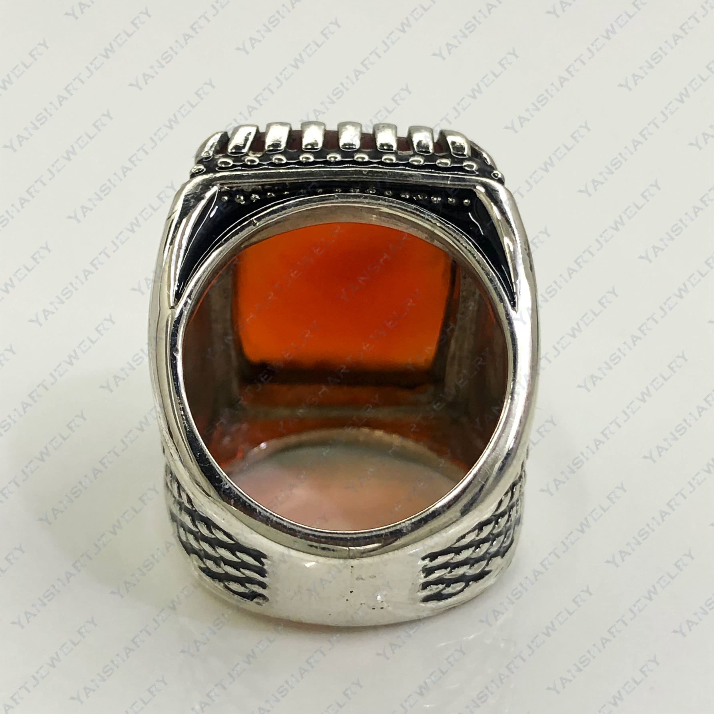 **Handmade 925 Sterling Silver Men's Red Onyx Signet Ring - Natural Stone, Turkish Jewelry, Perfect Gift for Husband, Christmas, or Anniversary - Ideal for Formal Events, Weddings, and Everyday Wear**