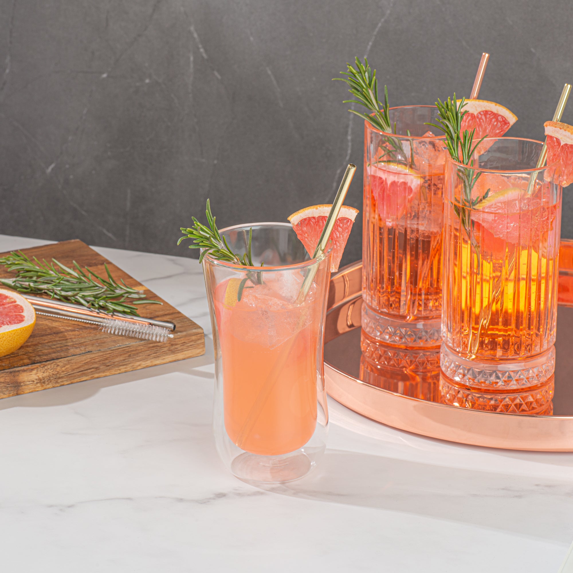 Premium Gold Plated Stainless Steel Drinking Straws - 7.5 Inch Reusable Metal Straws (2-Pack) - Eco-Friendly for Cocktails, Smoothies & Iced Coffee at Home or Parties