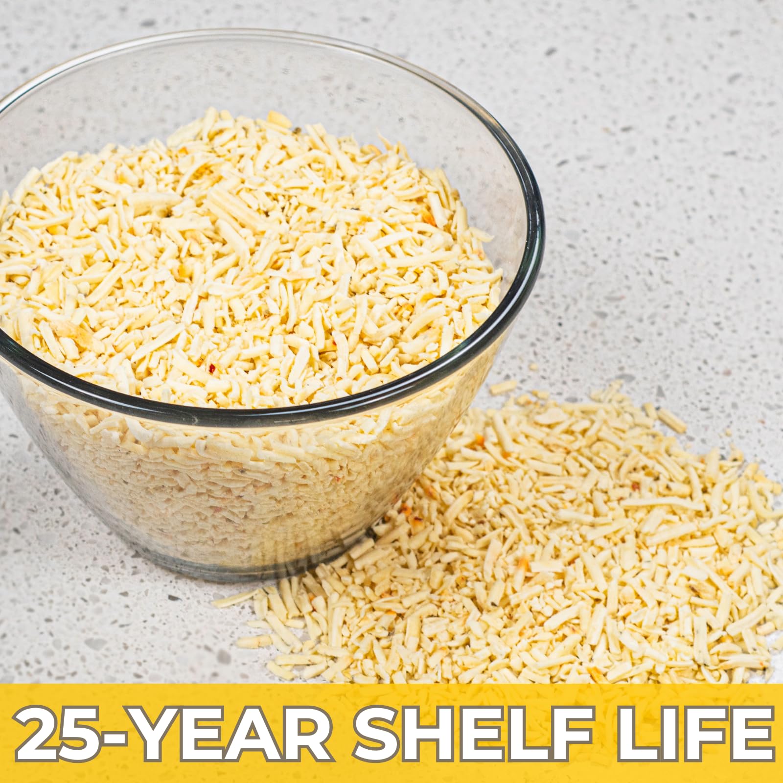 Nutristore Freeze-Dried Pepper Jack Cheese Shreds | Long Shelf Life Cheese for Camping, Hiking & Emergency Food Storage | 25 Year Shelf Life | Perfect for Backpacking Meals, Snacks & Survival Kits | Gluten-Free & Non-GMO Cheese | Great for Outdoor Adventures & Prepper Pantries
