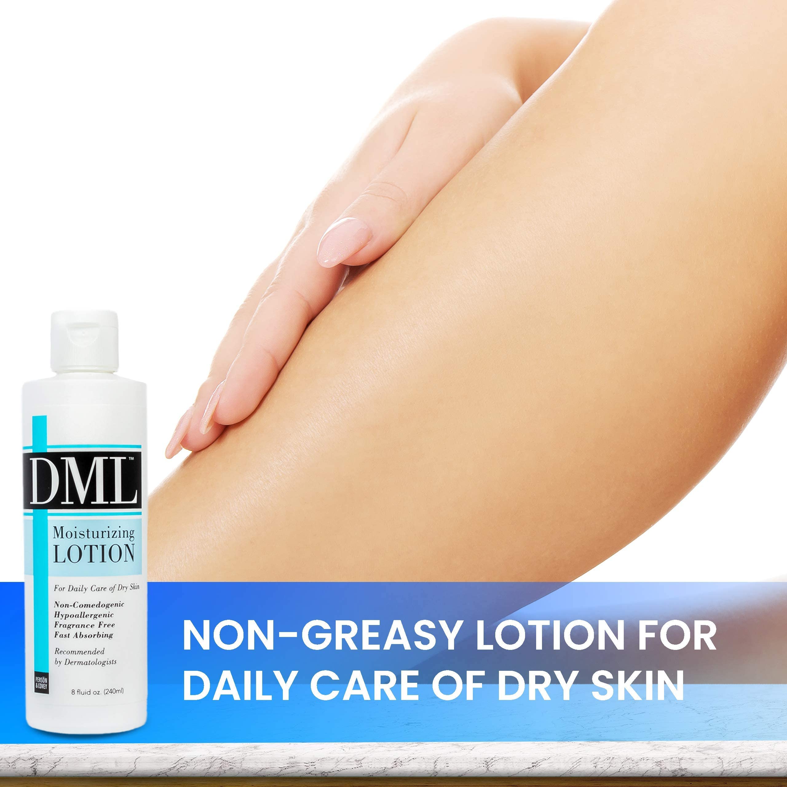 Dml Moisturizing Lotion for Dry Skin - Fragrance Free, Hypoallergenic, 8 Oz - Perfect for Daily Hydration & Sensitive Skin Care