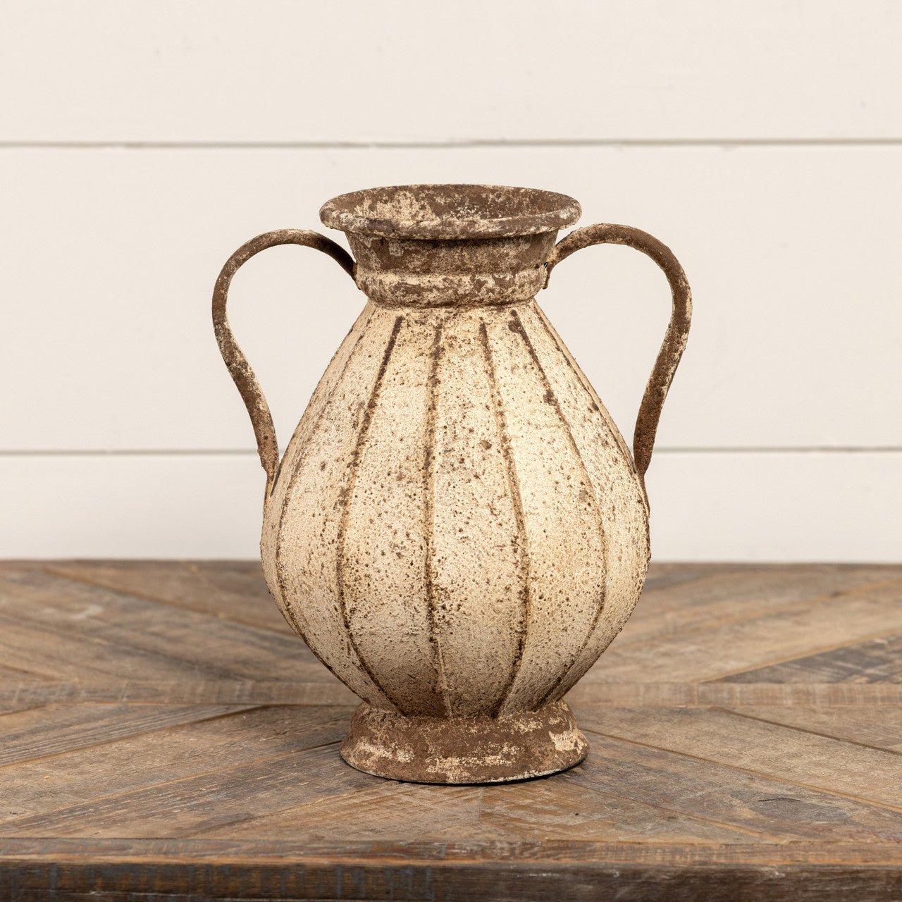 Antique White Ceramic Two-Handle Vase - Elegant Home Decor for Living Room, Dining Table, or Wedding Centerpiece