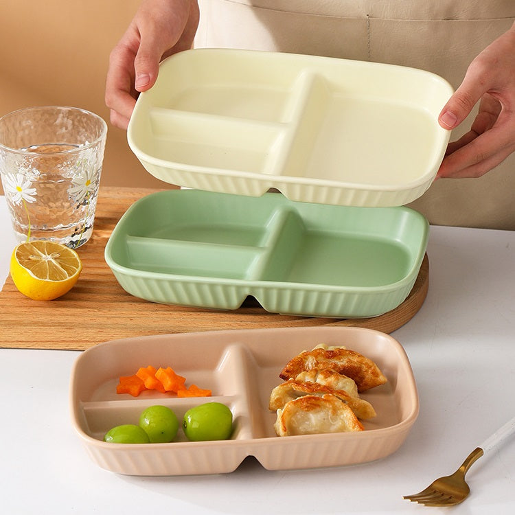 Kalours Rectangle Plate with Partition - 50% Off Clearance Sale | Durable Divided Serving Dish for Meals, Snacks & Entertaining