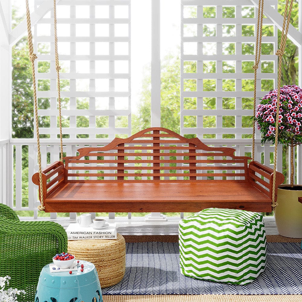 Keystone Amish Co. Twin Size Milan Red Cedar Wood Swing Bed - Perfect for Porch, Patio, or Garden Relaxation