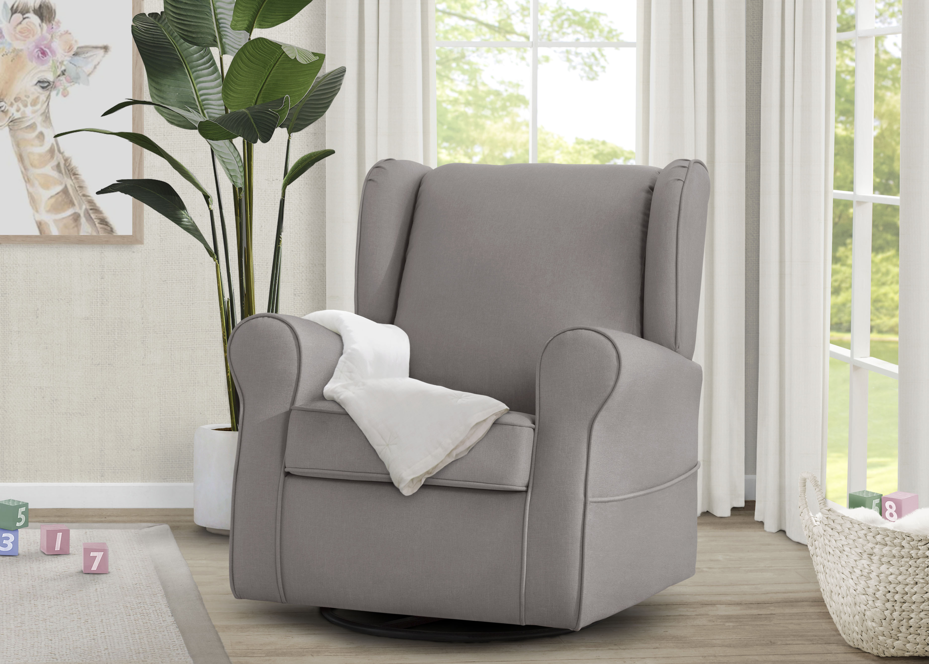 Reston Nursery Glider Swivel Rocker Chair - Comfortable Baby Rocking Chair for Nursery, Breastfeeding & Relaxing - Perfect for Nursing, Reading & Soothing Baby to Sleep