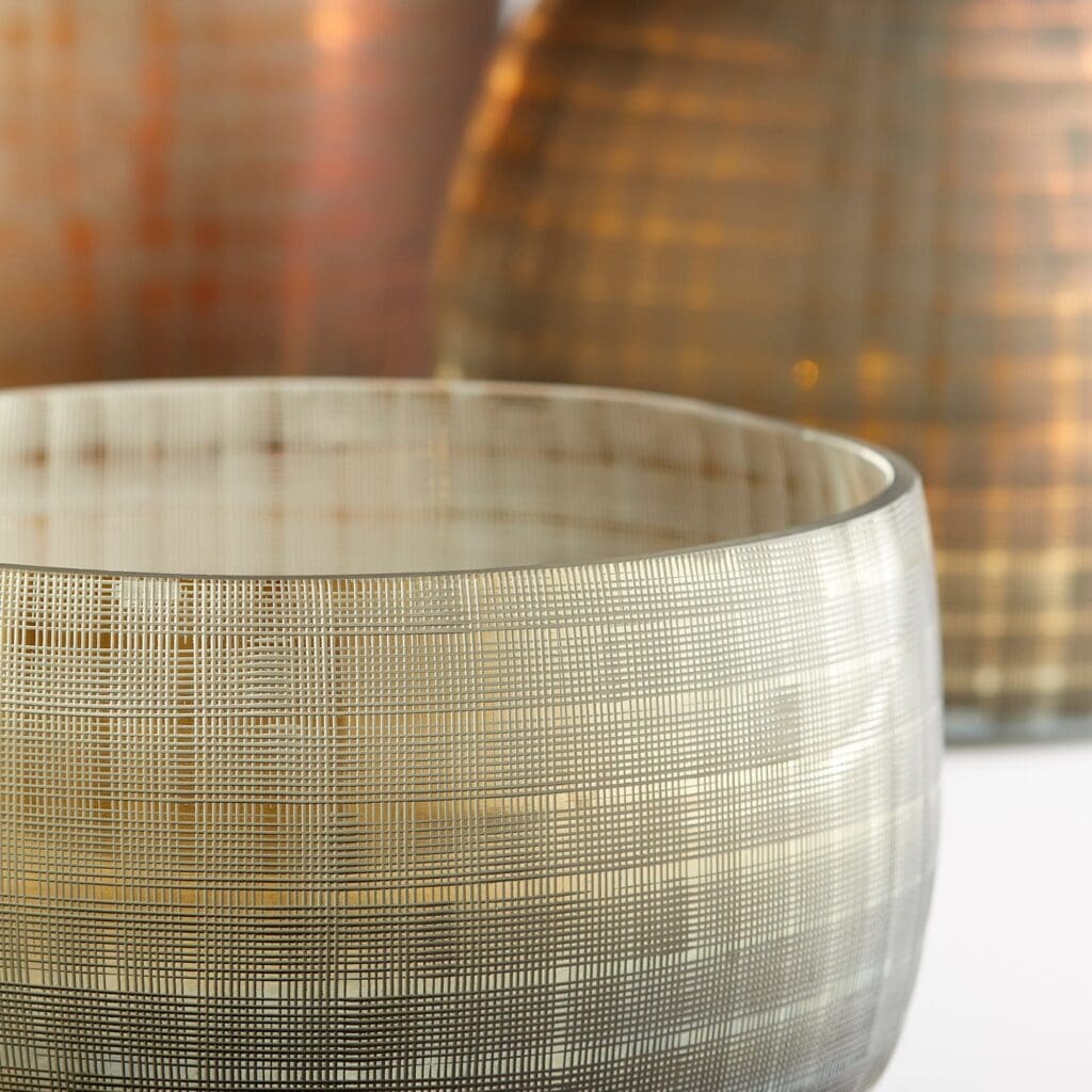 Gradient Grid Vase by Cyan Design - Medium Size, Combed Iridescent Gold Finish - Perfect for Modern Home Decor, Wedding Centerpieces & Office Tabletop Arrangements