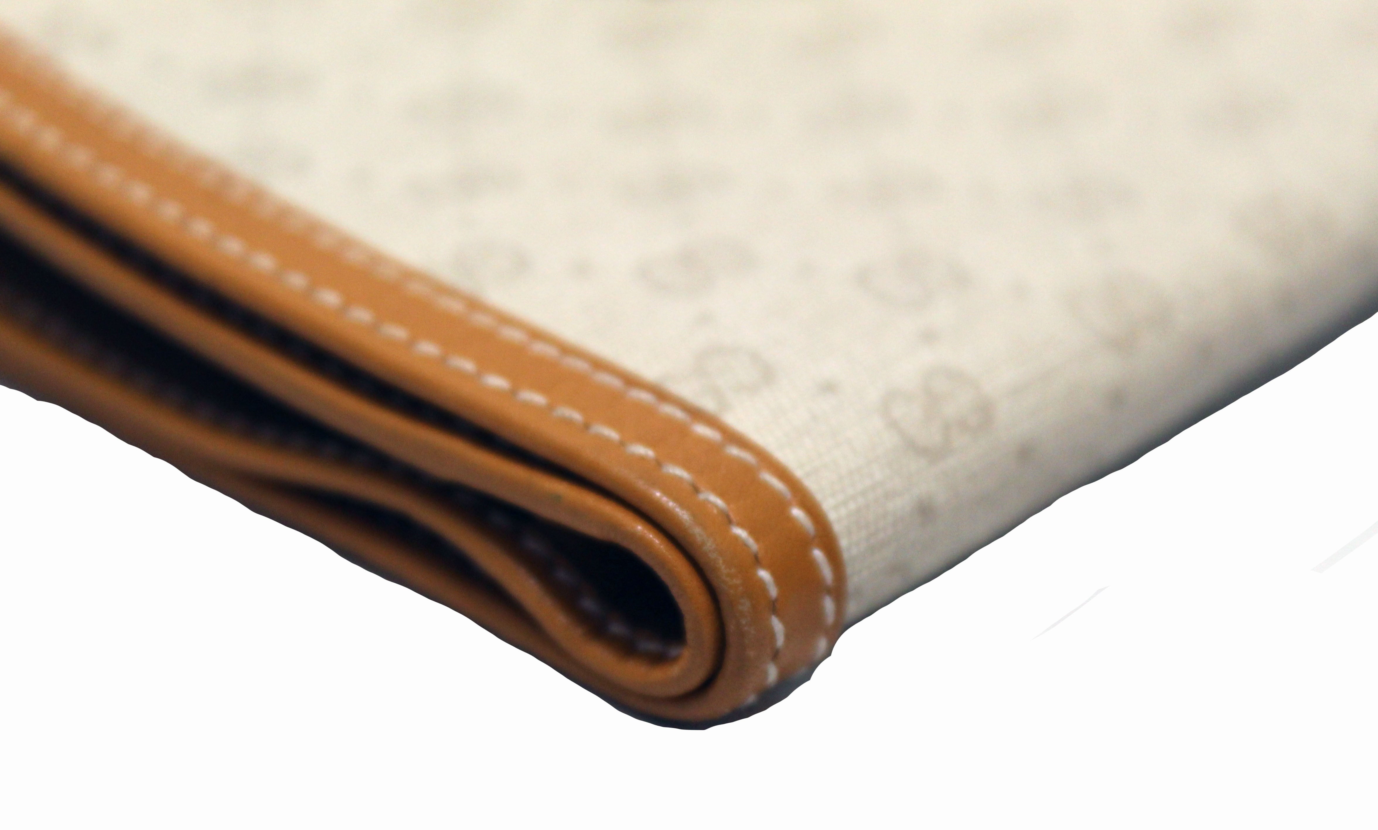 Authentic Vintage Gucci Microguccissima Beige Bifold Wallet with Yellow Leather Trim - Perfect for Everyday Use & Luxury Gift Giving