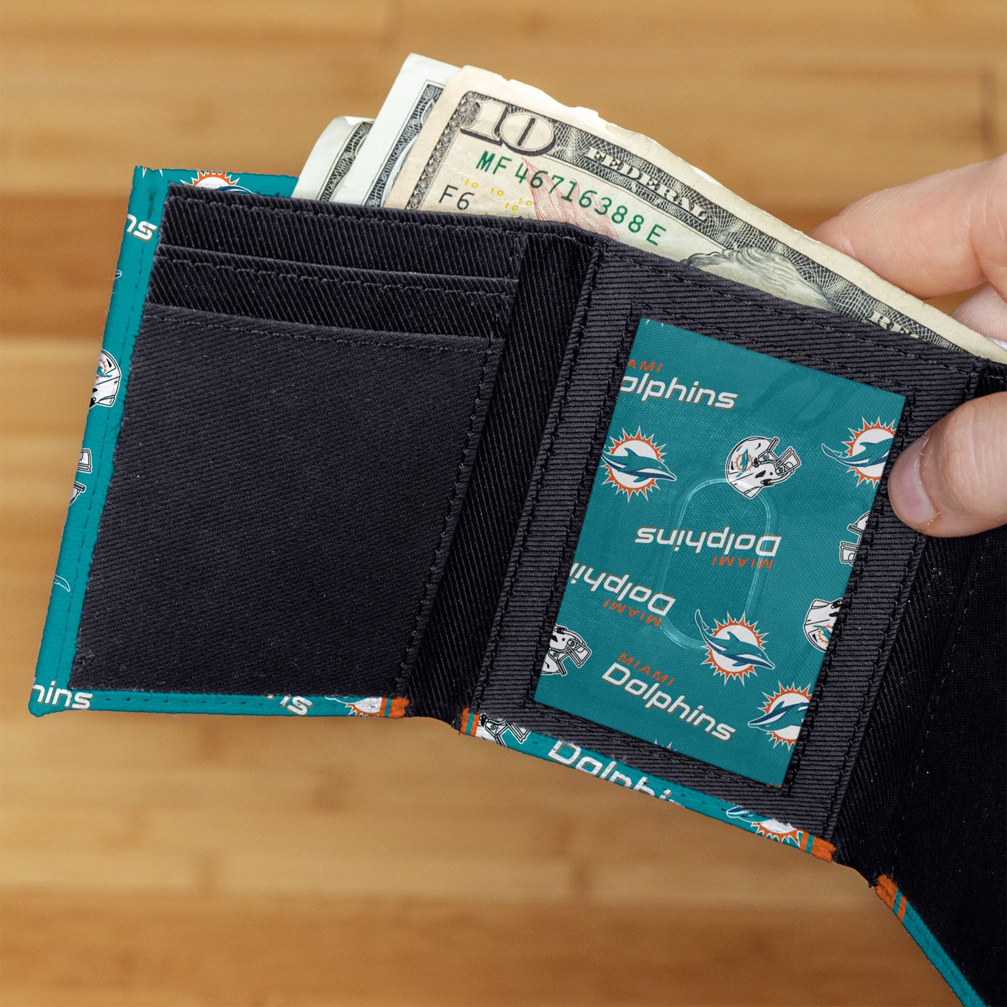 NFL Team Logo Canvas Trifold Wallet for Men - Durable & Stylish Sports Accessory - Perfect for Game Day, Travel, and Everyday Use