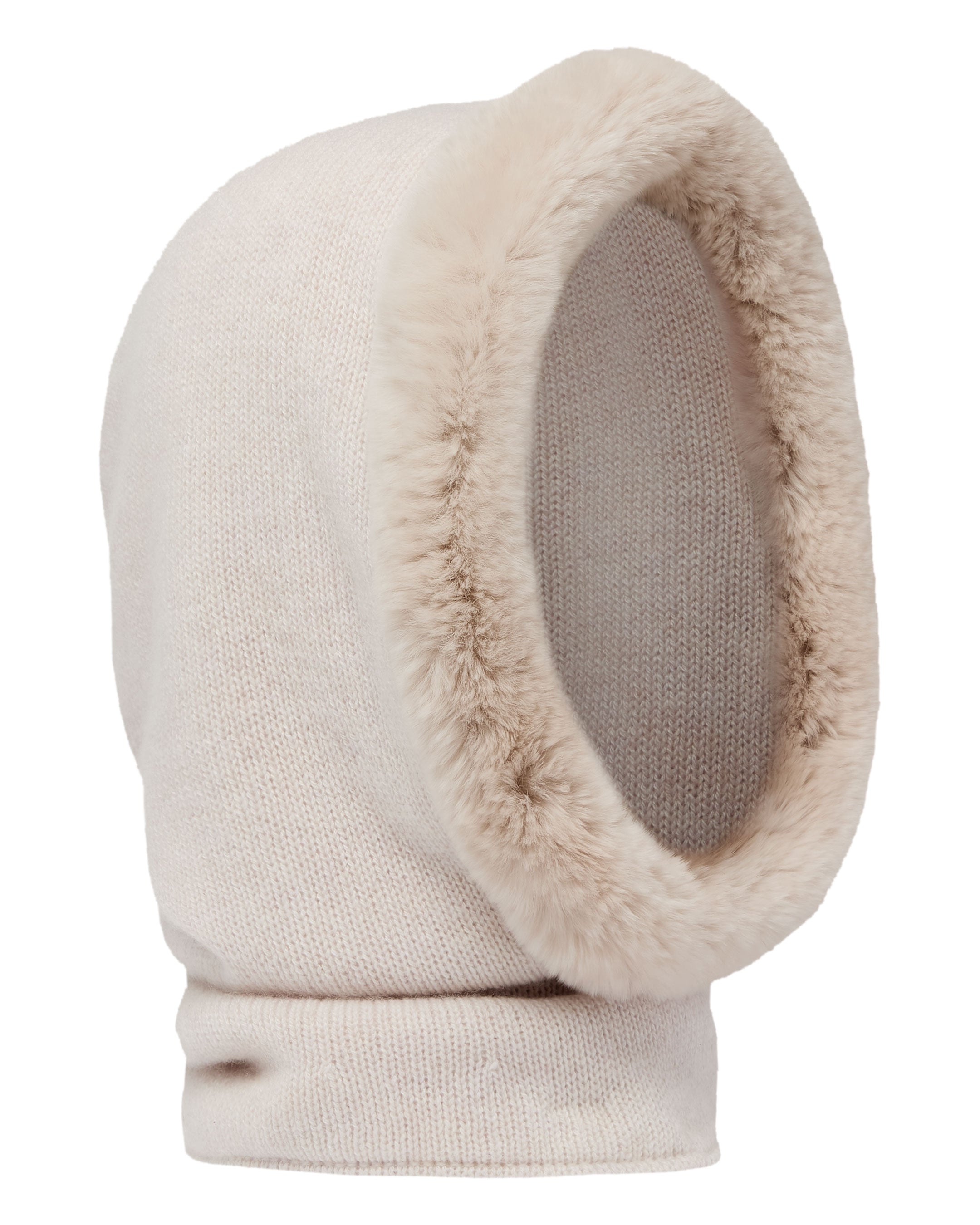 Women's White Fur Trim Ski Hood - Warm Winter Beanie for Snowboarding & Outdoor Activities