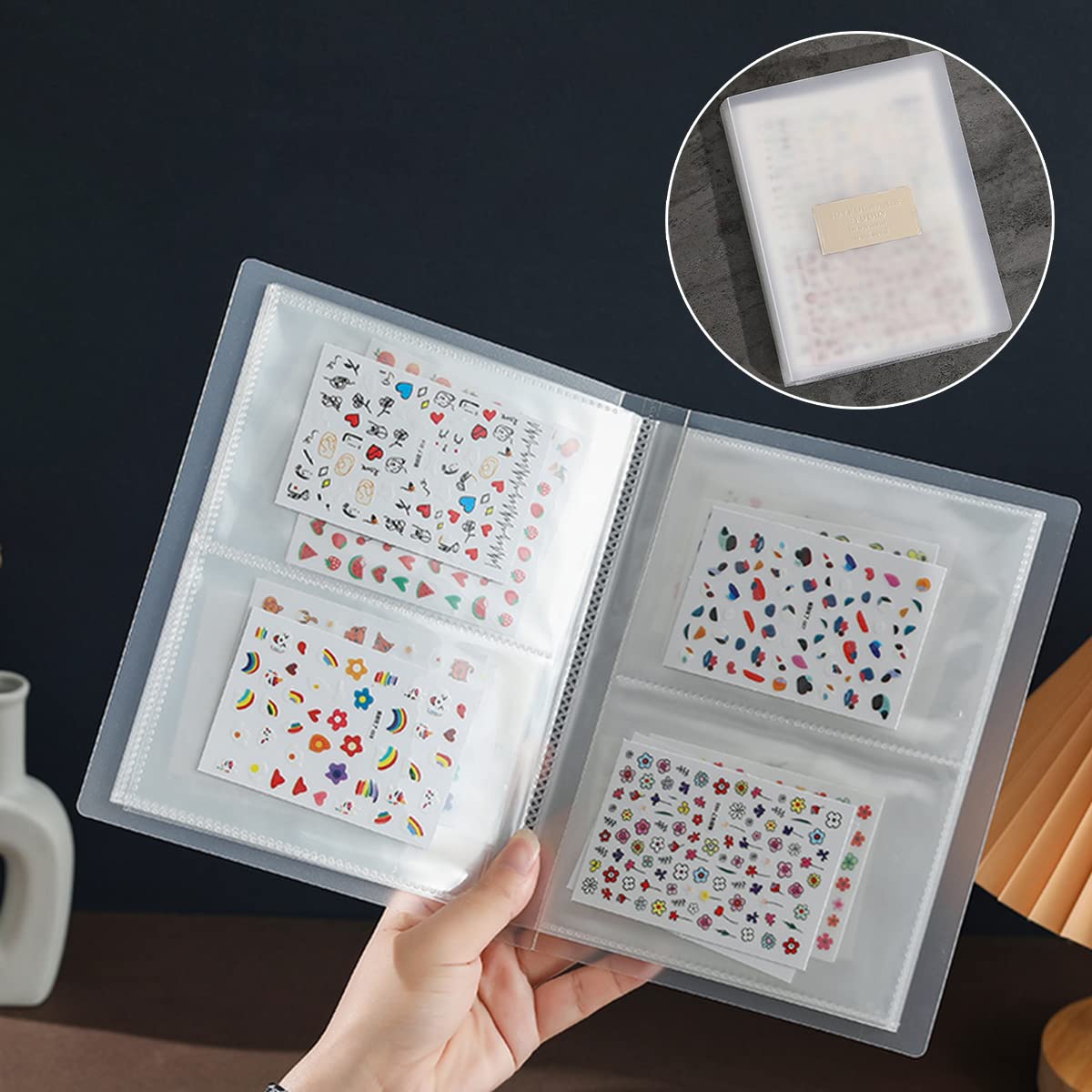 2 Pack 80 Slots Nail Art Sticker Storage Book - Nail Decals Organizer & Display Album for Professional & DIY Nail Artists - Perfect for Salon, Home Use & Travel Nail Design Organization