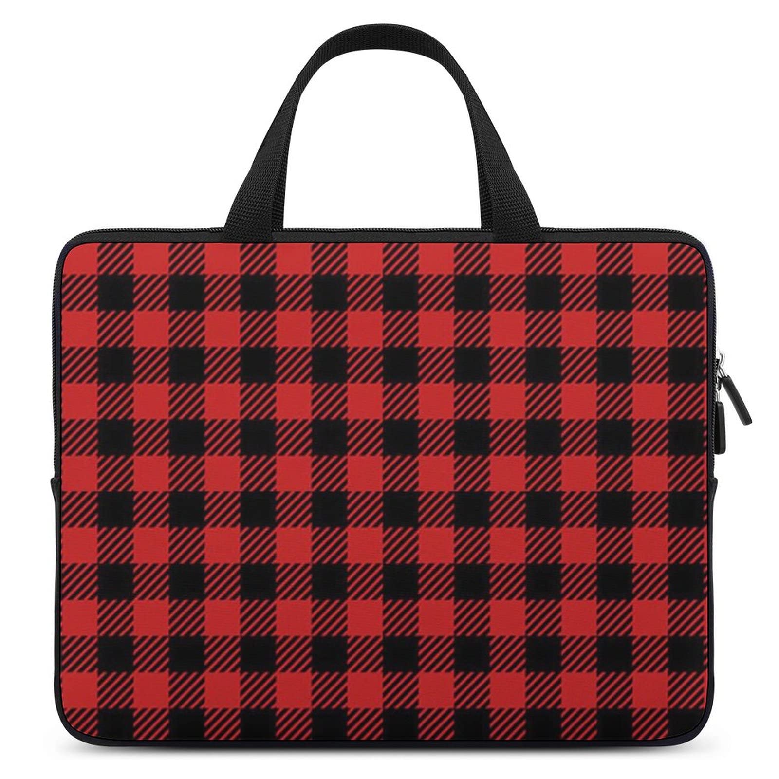 Waterproof Buffalo Plaid Red Checkered Laptop Bag - Slim Business Briefcase for Men & Women - Perfect for Office, Travel, and School Use