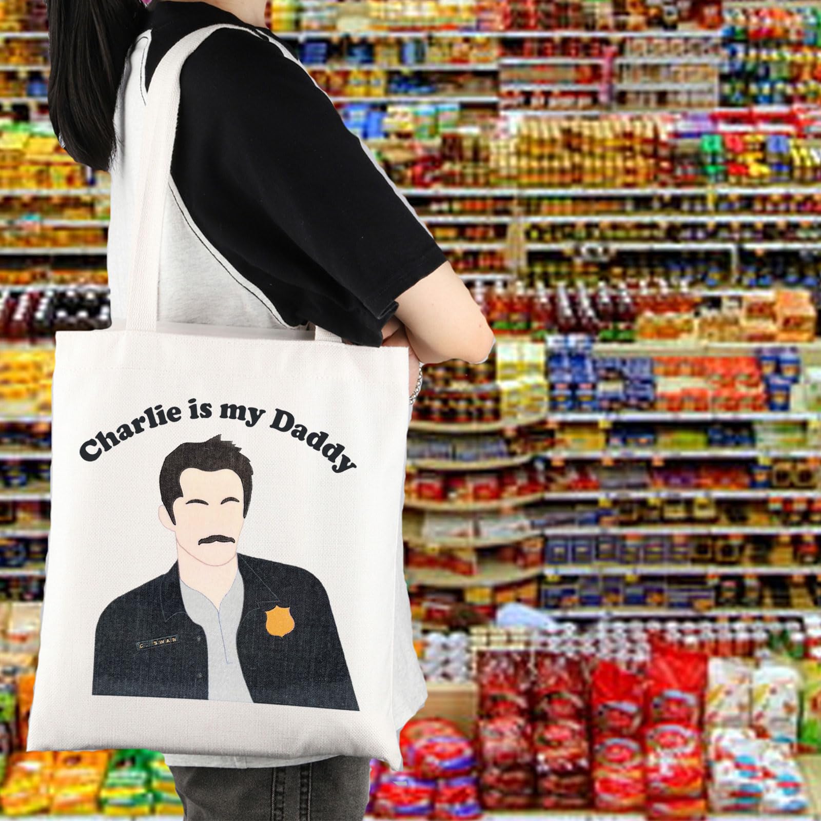 KUIYAI Vampire TV Show Inspired Tote Bag - Vampire Lovers Movie Character Gift for Charlie Fans - Charlie Is My Daddy Canvas Bag - Perfect for Conventions, Halloween & Vampire-Themed Parties