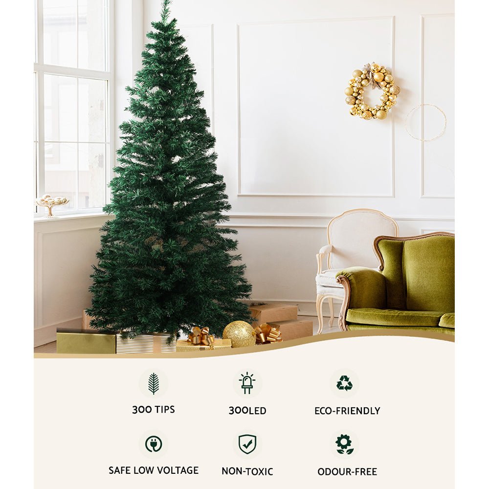 1.8M LED Christmas Tree with Warm White Fiber Optic Lights - Perfect for Holiday Home Decor, Office, and Party Celebrations