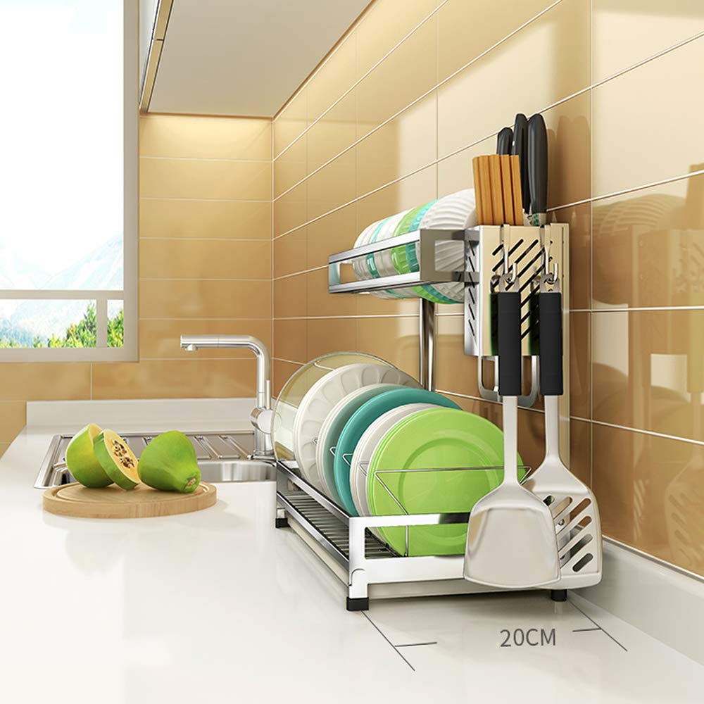 Stainless Steel Kitchen Drain Rack - Multi-Purpose Countertop Storage Organizer for Knives, Pot Lids & Cutting Boards | Durable 304 Steel | Perfect for Small Kitchens & Dish Drying