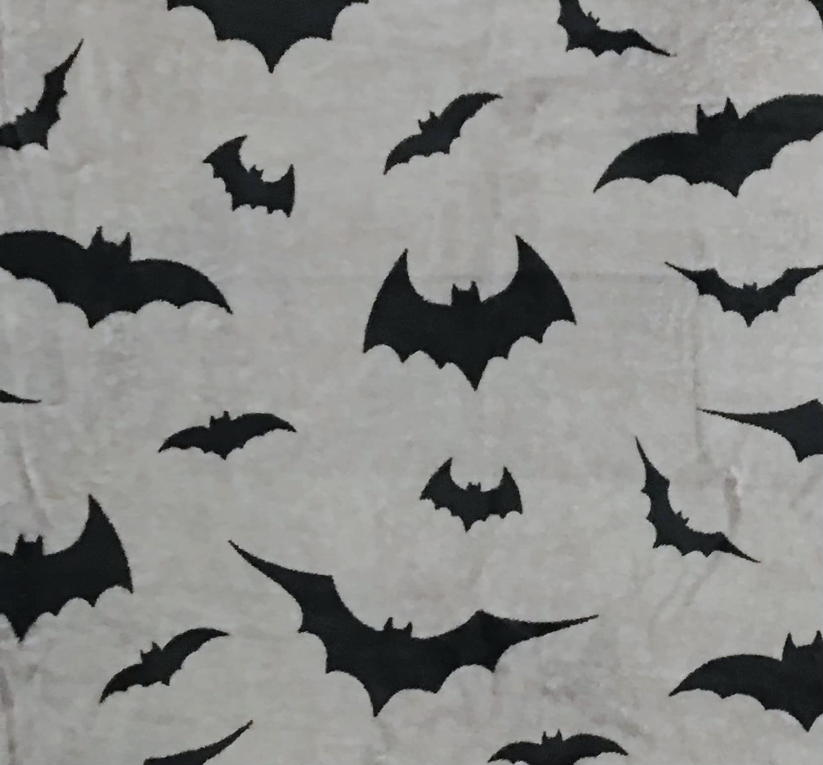 Halloween Throw Blanket - Black Bats Design on Gray Velvet Soft Fleece, Oversized 70