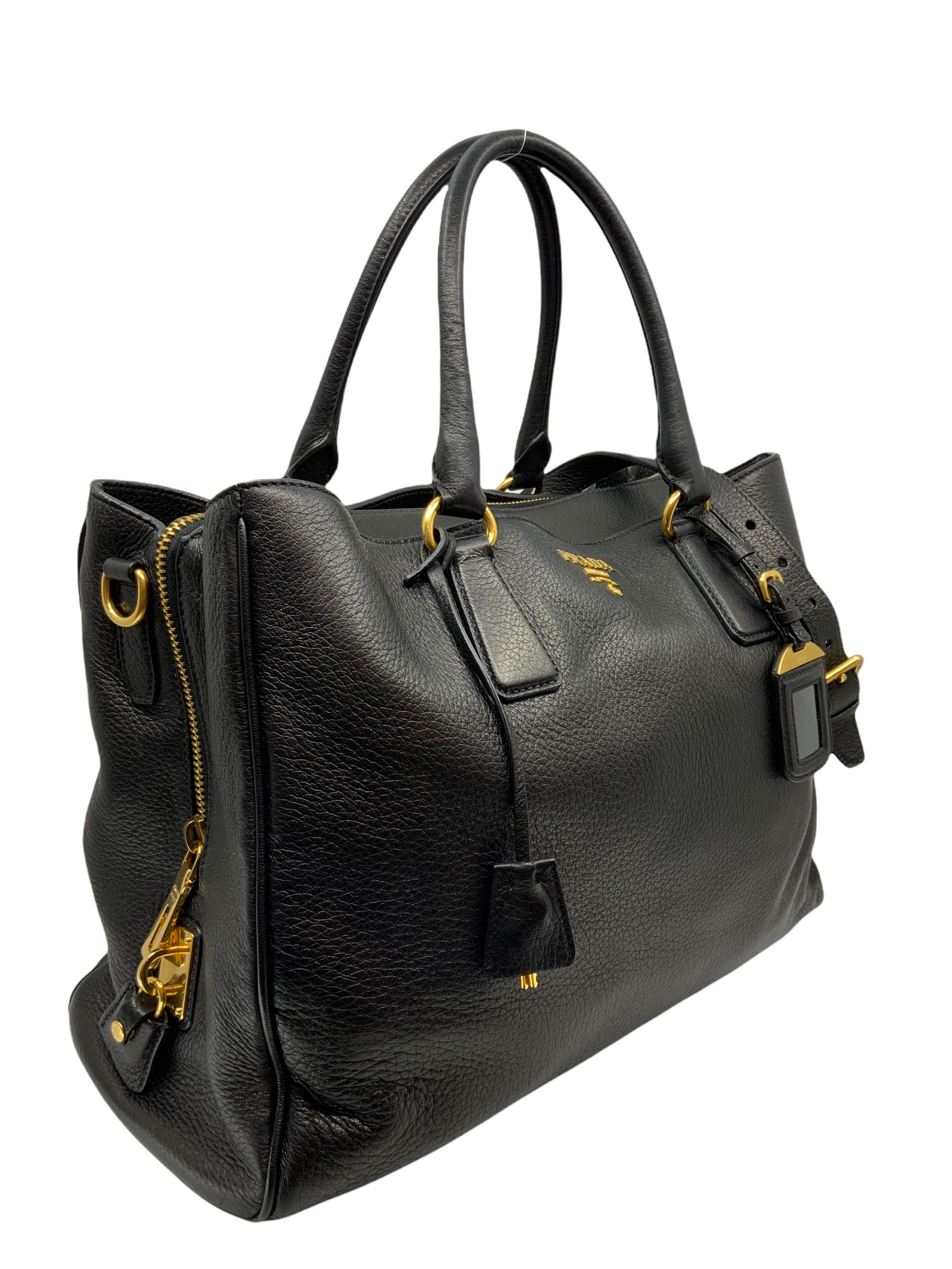 Prada Cervo Deerskin Tote Bag with Adjustable Shoulder Strap - Luxury Leather Handbag for Women, Perfect for Work, Travel & Everyday Use
