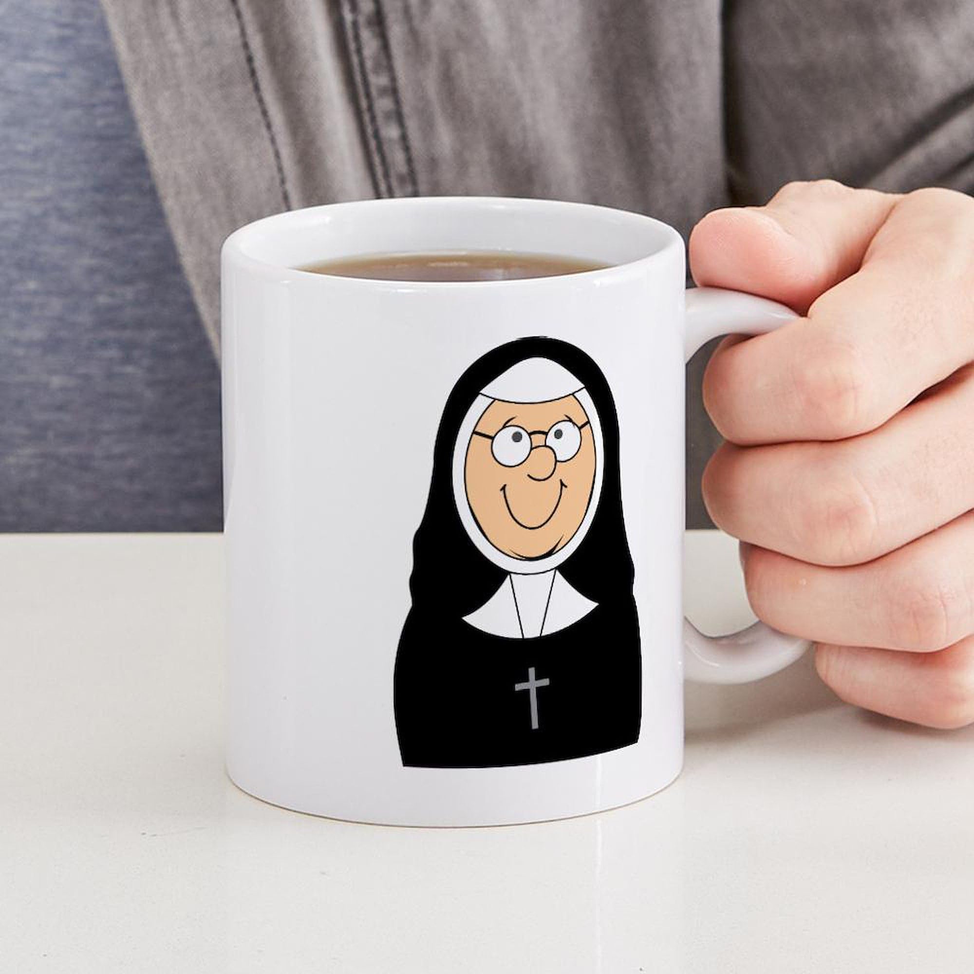 11 oz (325 ml) Ceramic Coffee Mug - Funny Nun Design - Perfect for Tea, Coffee & Hot Beverages - Great Gift for Religious Humor Lovers