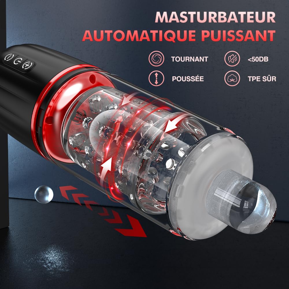 Realistic 3D Soft Vagina Male Masturbator - Hands-Free Telescopic & Rotating Sex Toy for Men with Suction, 7 Adjustable Modes - Perfect for Solo Pleasure, Discreet Home Use & Stress Relief