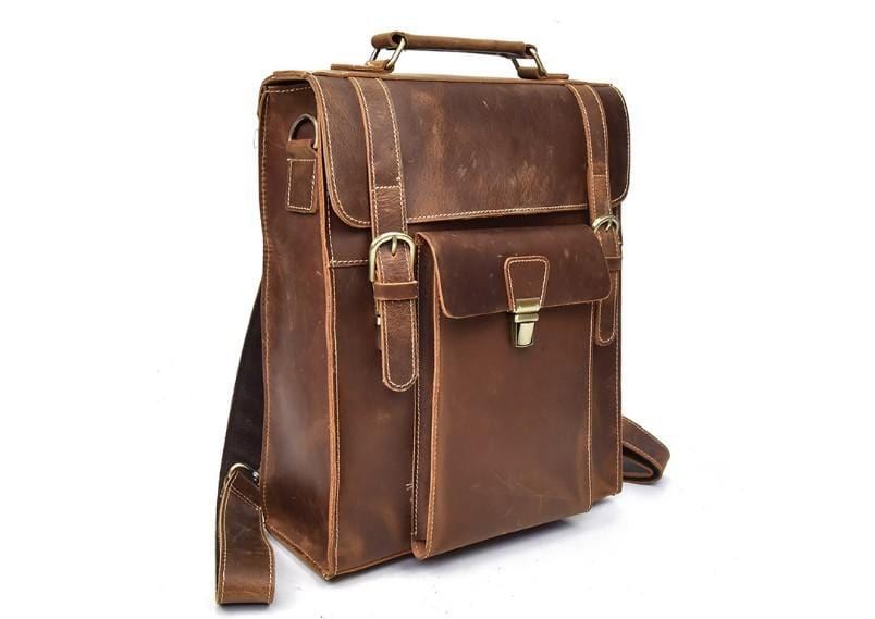 Vintage Leather Travel Backpack for Laptop - Waterproof Anti-Theft Rucksack & Business Purse - Perfect for Commuting, College, Work & Outdoor Adventures