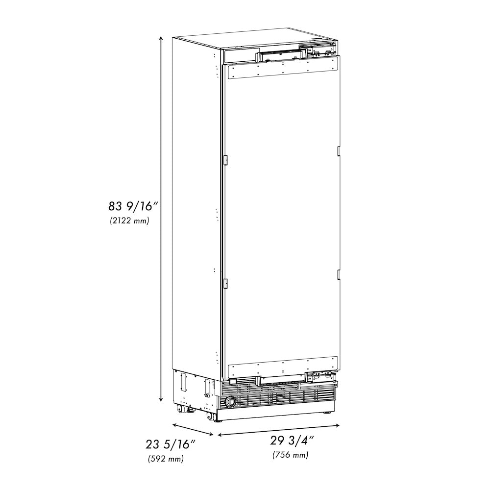 ZLINE Autograph Edition 30-inch 16.7 cu. ft. Panel Ready Column Refrigerator - Graphite Gray Interior with Champagne Bronze Accents (RBCRVZ 30 CB) | Perfect for Modern Kitchens, Open-Concept Homes & Luxury Appliances Collection