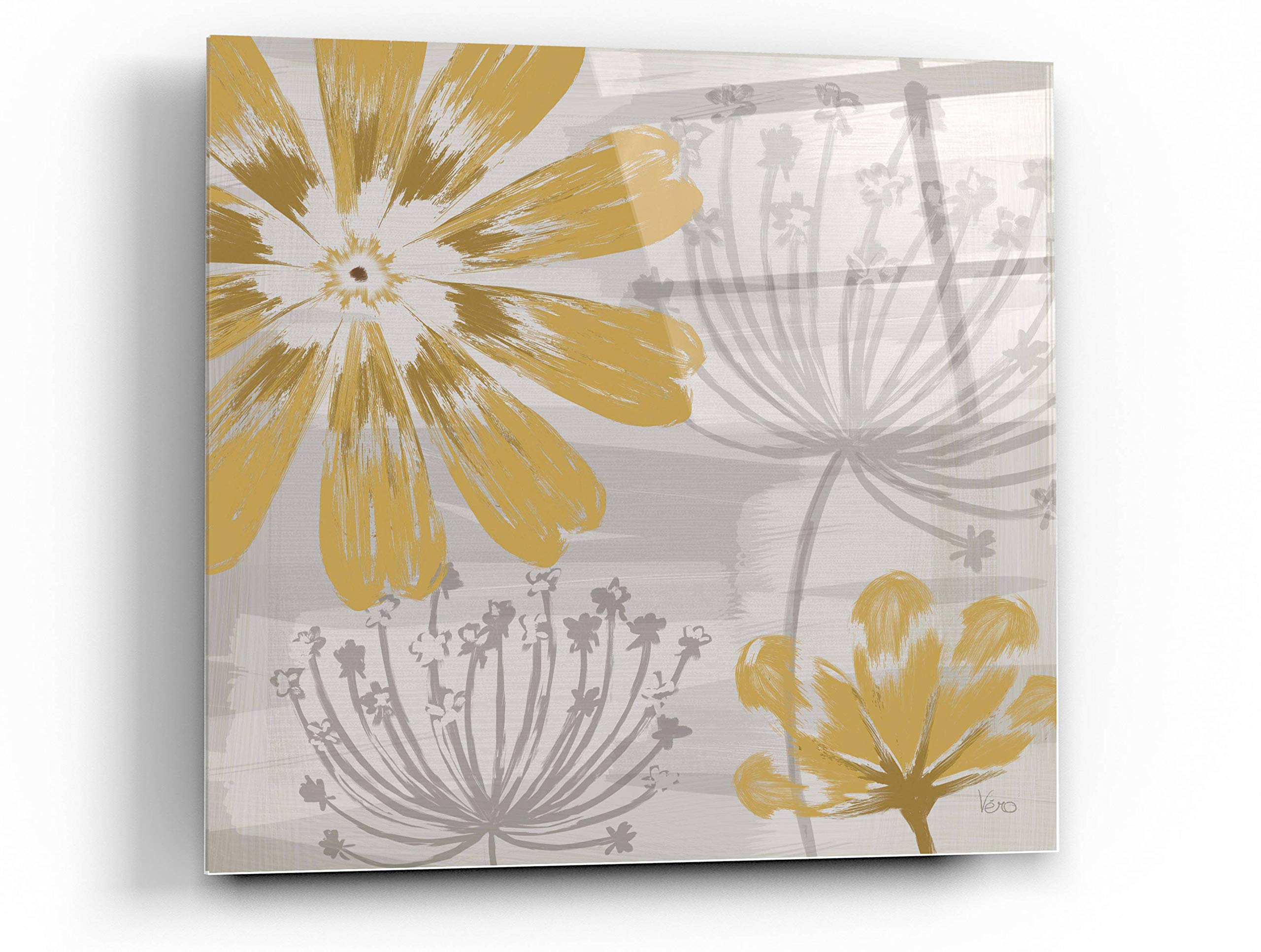 Epic Art 'Flowers in The Wind I' by Veronique Charron - 36x36 Inch Modern Acrylic Glass Wall Decor - Vibrant Floral Painting for Living Room, Bedroom & Office