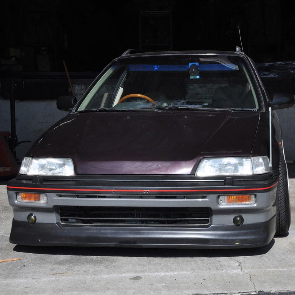 IKON MOTORSPORTS Front Bumper Lip Spoiler - Black Polyurethane Air Dam Chin Diffuser for 1988-1991 Honda Civic (Zenki Z Style) | Enhances Aerodynamics & Sporty Look | Perfect for Street Racing & Car Shows