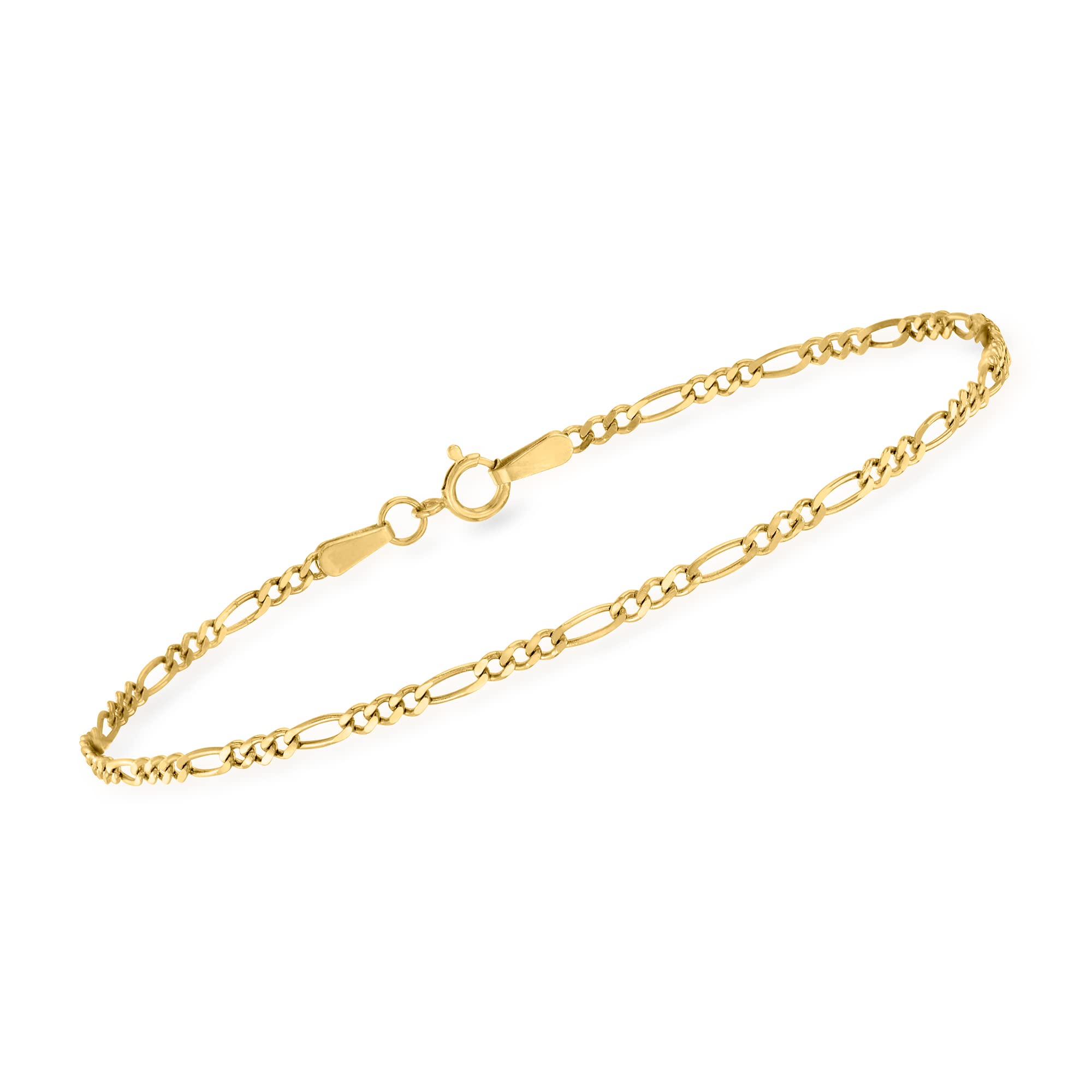 Ross-Simons 14K Yellow Gold Figaro Link Bracelet 1.9mm Wide - 7 Inch Adjustable Chain for Women - Perfect for Everyday Wear, Gifts & Special Occasions