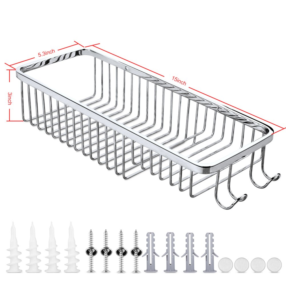 Stainless Steel Wall Mounted Wire Basket Shower Caddy - Corner Bathroom Organizer with Polished Finish for Soap, Shampoo & Beauty Products | Perfect for Small Bathrooms & Shower Storage Solutions