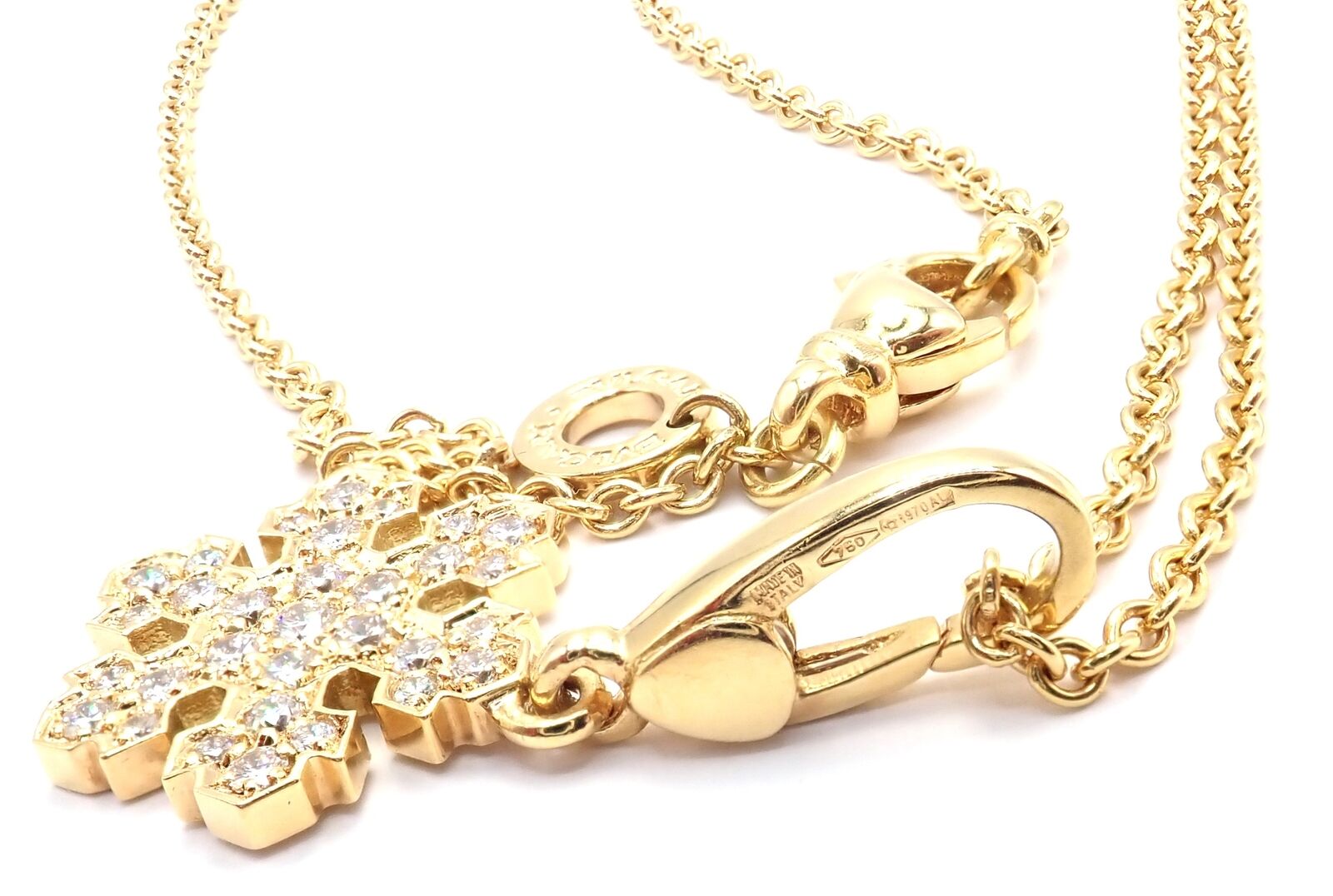 Bulgari Bvlgari Fiocco De Neve Snowflake 18k Gold Diamond Pendant Necklace - Luxury Italian Jewelry for Women, Perfect for Christmas Gifts & Special Occasions