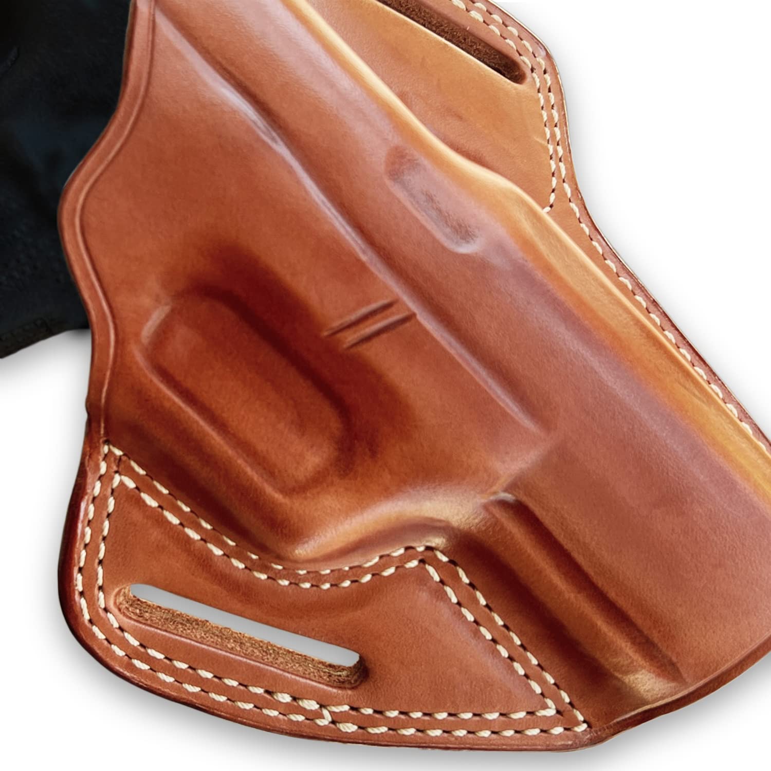 Premium Leather Pancake OWB Belt Holster Open Top - Fits Glock 17/22/31 Gen1/2 - Right Hand Draw - Brown Color #1013 - Perfect for Concealed Carry, Range Training & Outdoor Activities