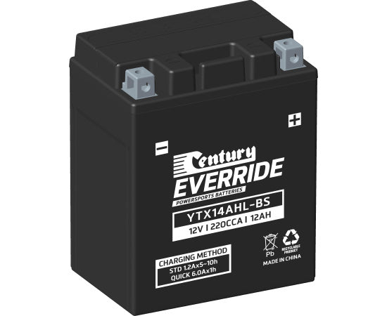 Century 12V 12Ah YTX14AHL-BS Motorcycle Battery - High Performance Powersports Battery for ATV, Scooter, Dirt Bike & More - Perfect for Off-Road Adventures & Daily Commuting
