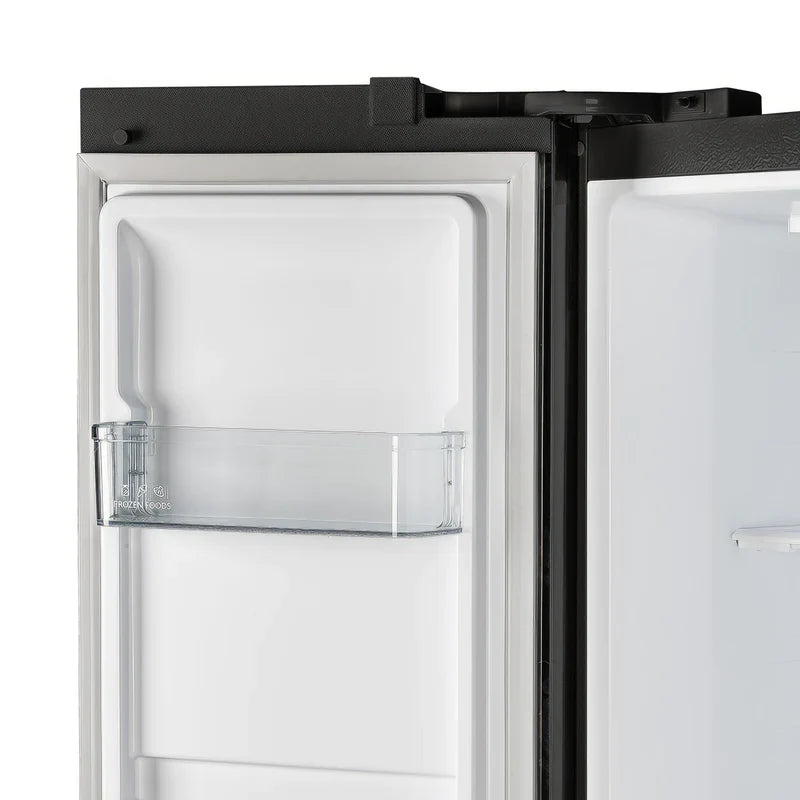 Forno Salerno 33 Inch Side by Side Refrigerator - 15.6 Cu.Ft. Capacity, Brass Handle, Energy Efficient, Black Stainless Steel (FFRBI1805 33BLK) - Perfect for Kitchen, Office, or Entertainment Spaces